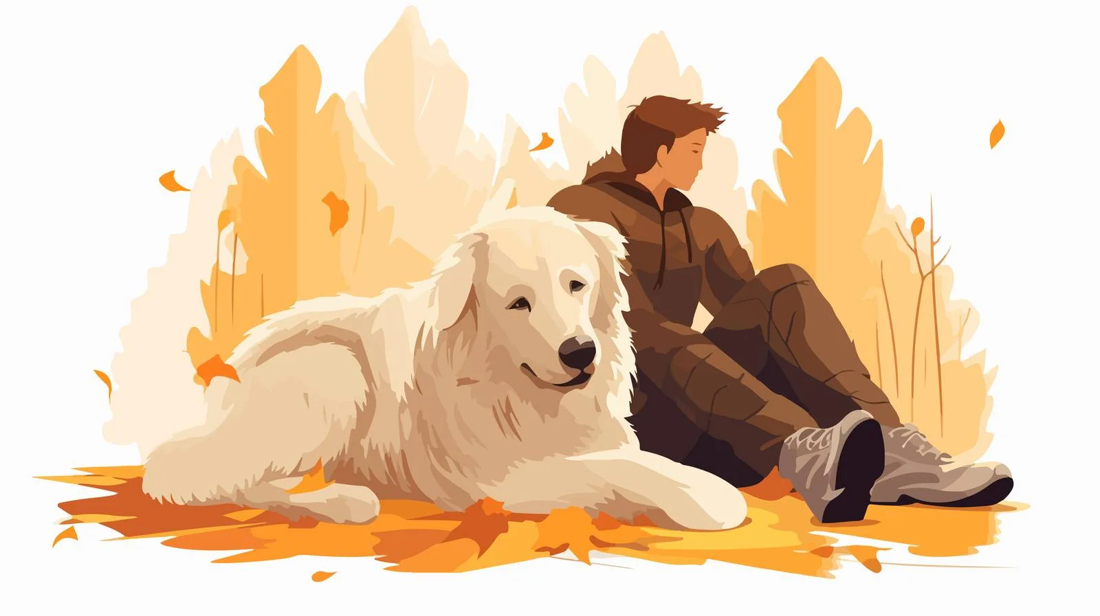Loyal South Russian Shepherd Resting with Owner — free download from Dotvec