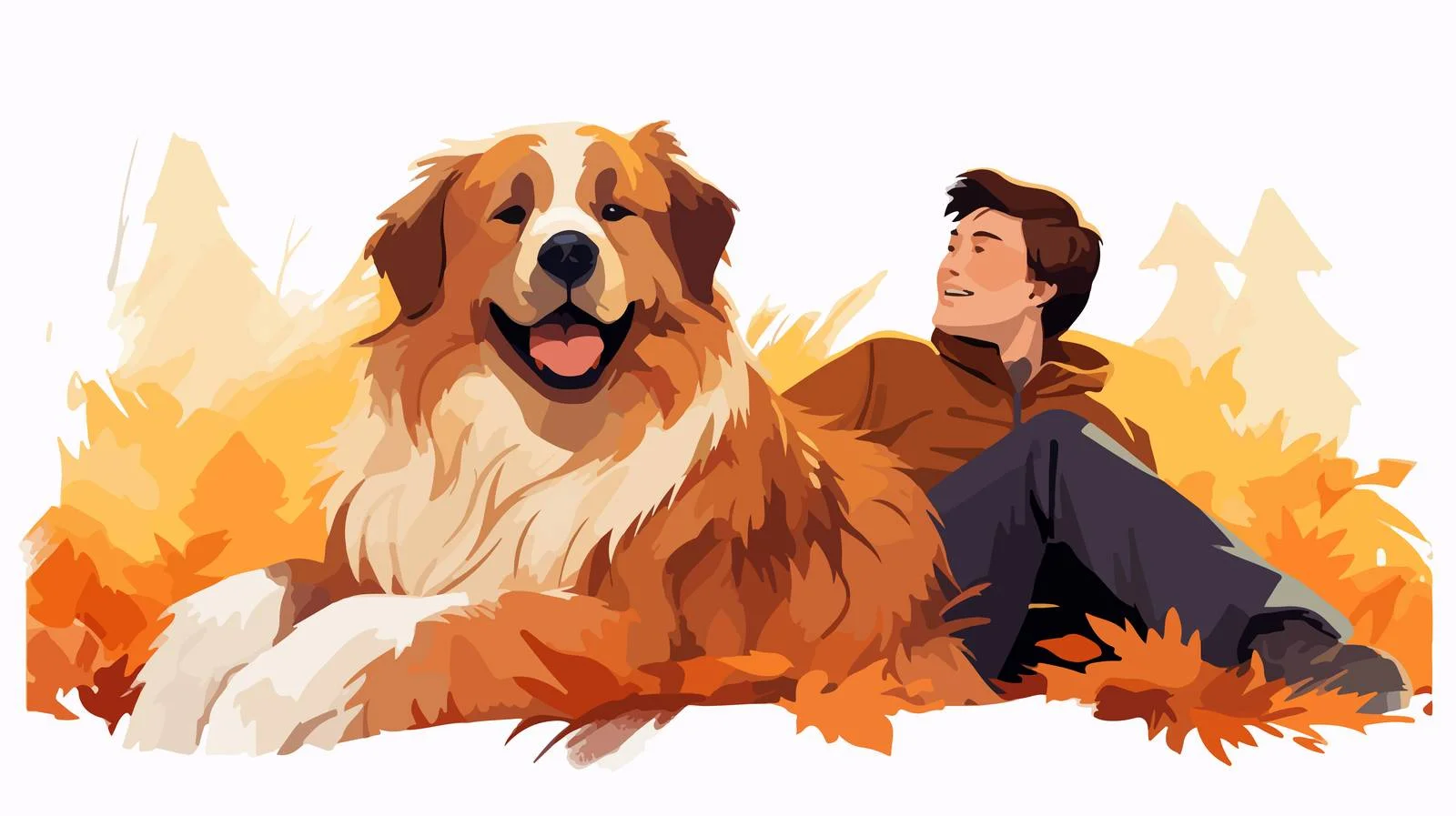 South Russian Shepherd Dog Resting with Owner — free download from Dotvec