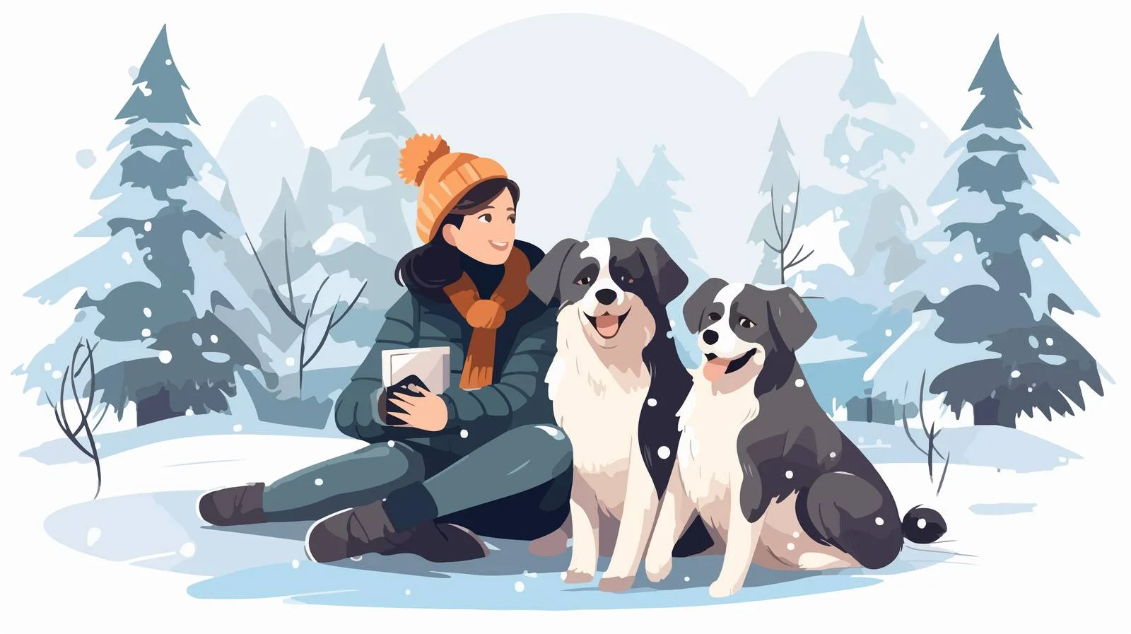 Winter Retreat: Dogs and Pups Enjoying Nature — free download from Dotvec