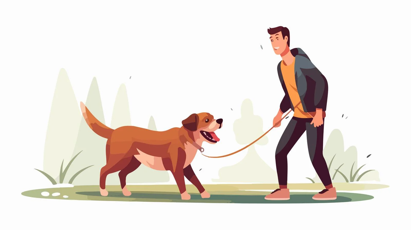 Playful dog resisting leash, sprinting away — free download from Dotvec