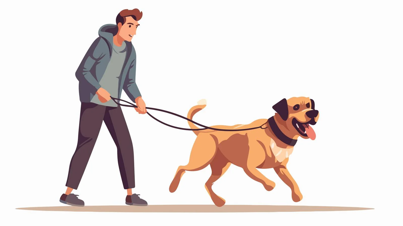 Energetic pup pulling leash outdoors playfully — free download from Dotvec