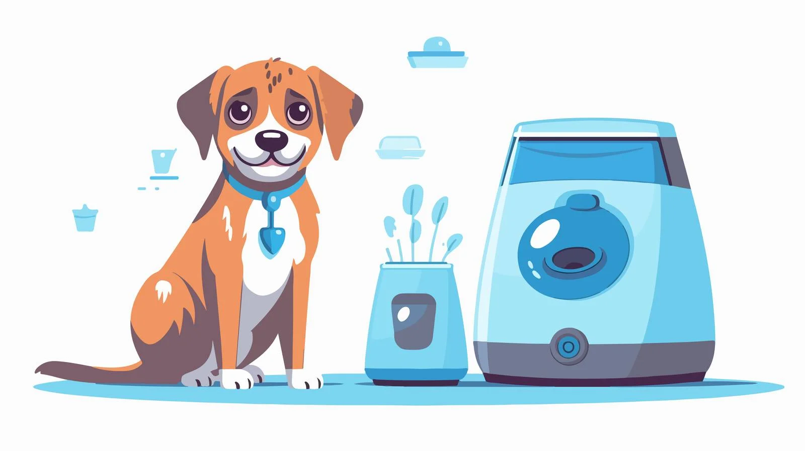 Canine anticipating meal from modern feeder — free download from Dotvec