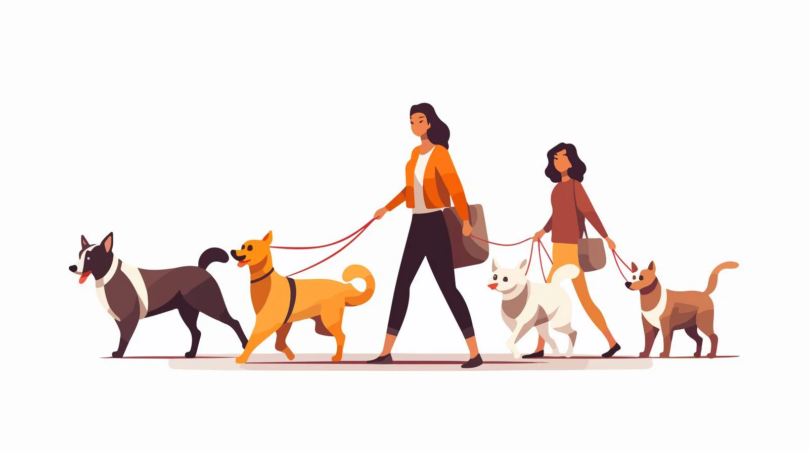 Professional dog walker with pack of dogs — free download from Dotvec