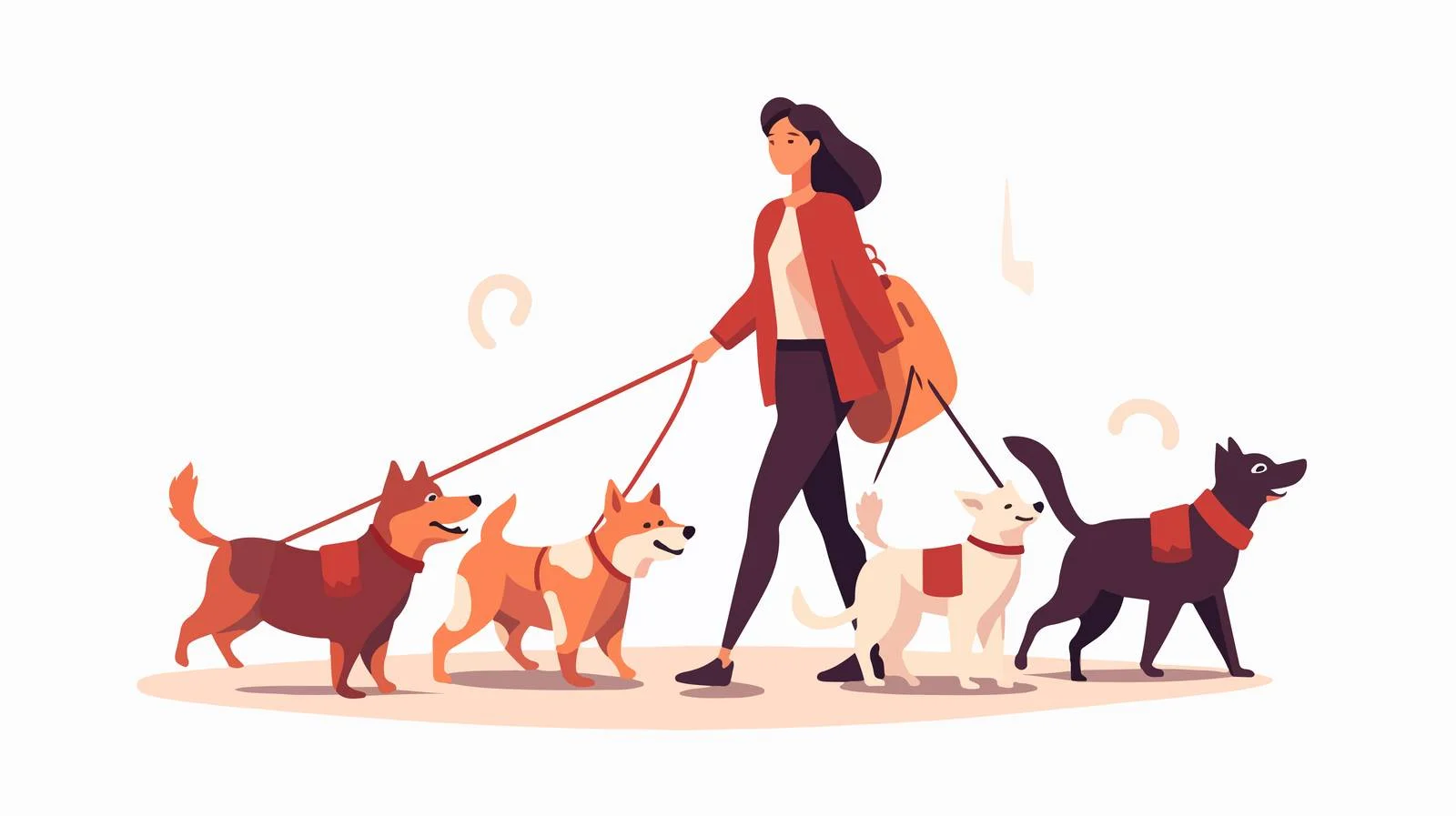 Professional Dog Walker with Dogs on Leash — free download from Dotvec