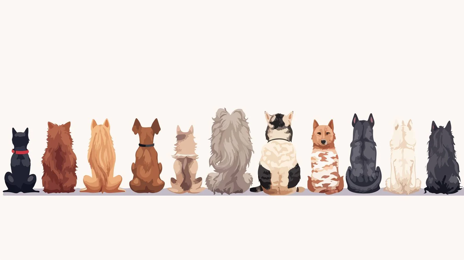 Canine and Feline Rear Views with Tails — free download from Dotvec