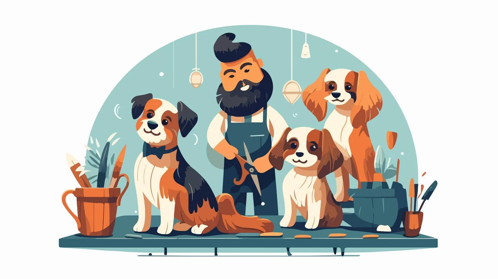 Professional Dog Groomer Styling at Salon — free download from Dotvec