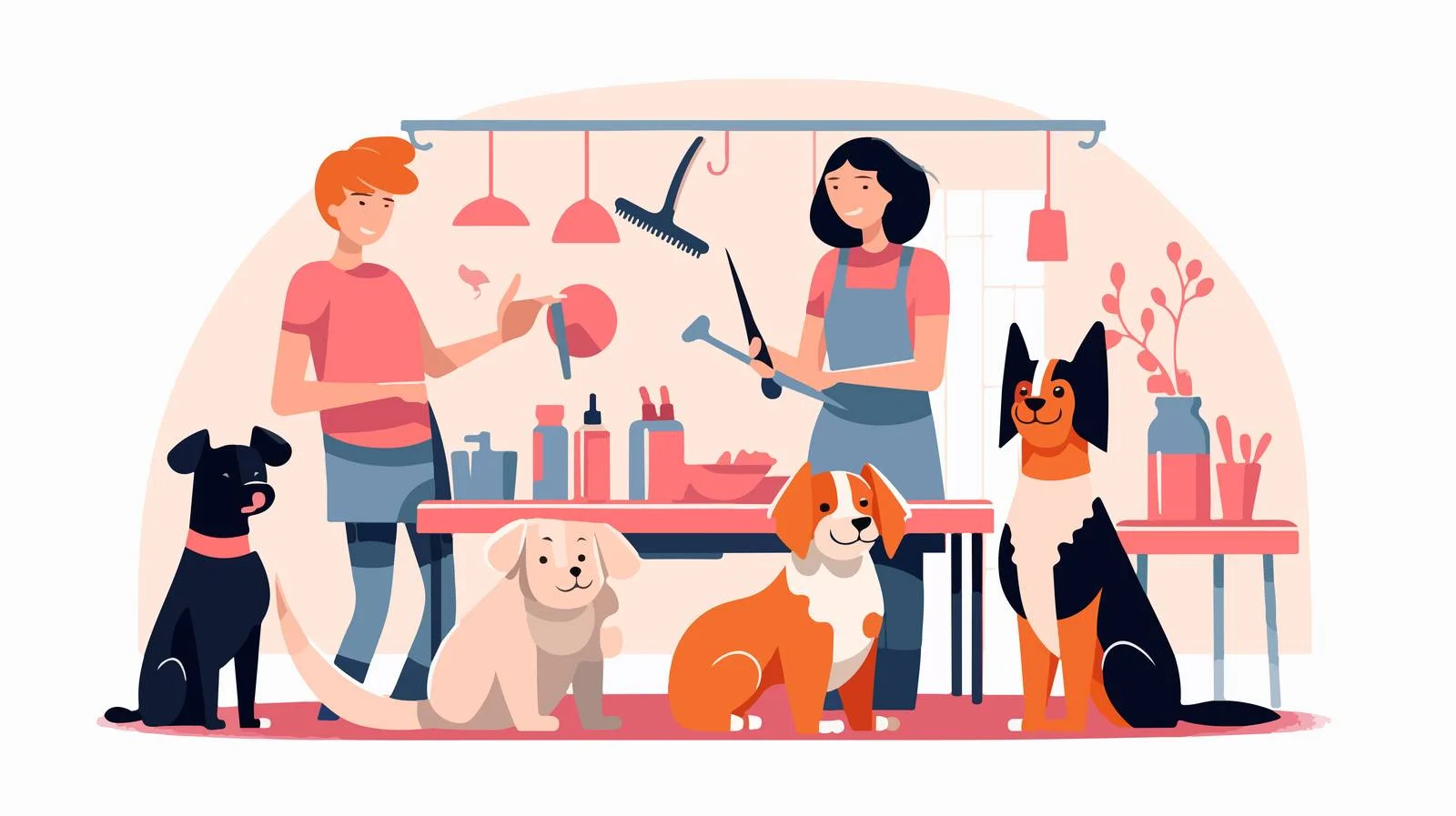 Canine grooming session at salon studio — free download from Dotvec