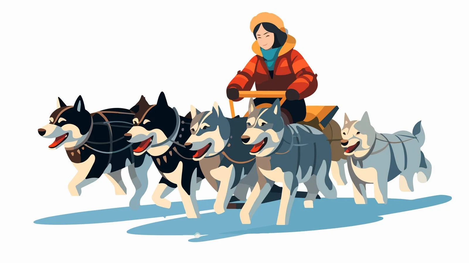 Sled Dogs Pulling People in Harnesses — free download from Dotvec
