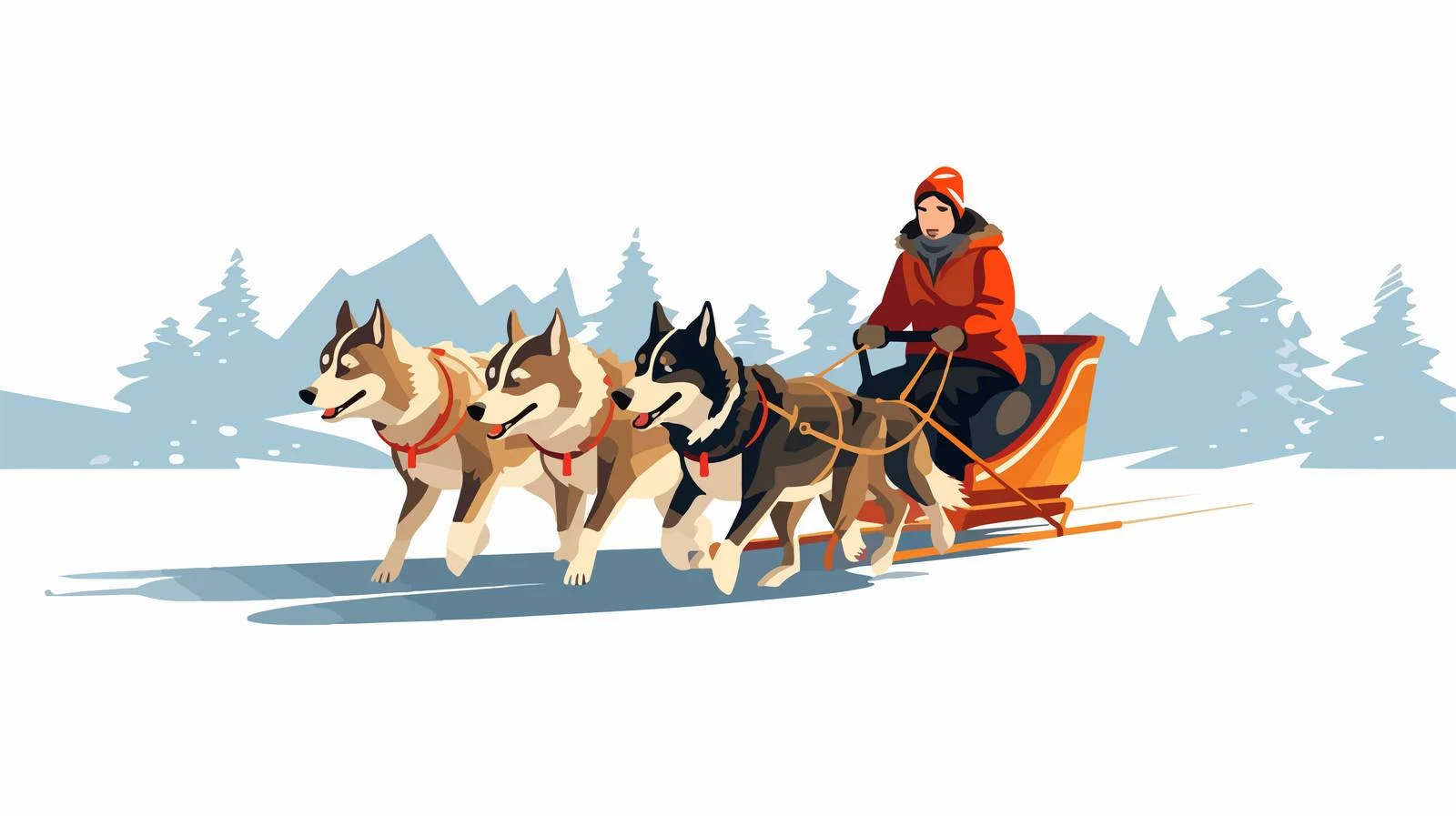 Sled dogs with people on snow — free download from Dotvec