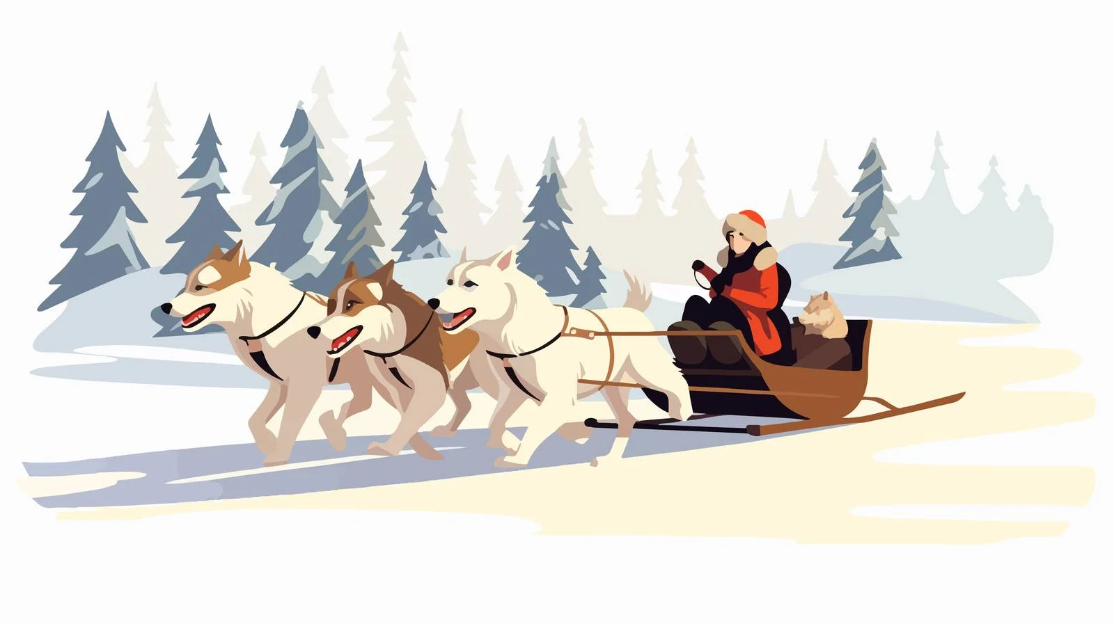 Sled Dogs Pulling Sleigh with People — free download from Dotvec