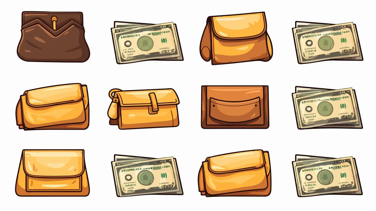 Dollar Value Wallet Credit Icon Set — free download from Dotvec
