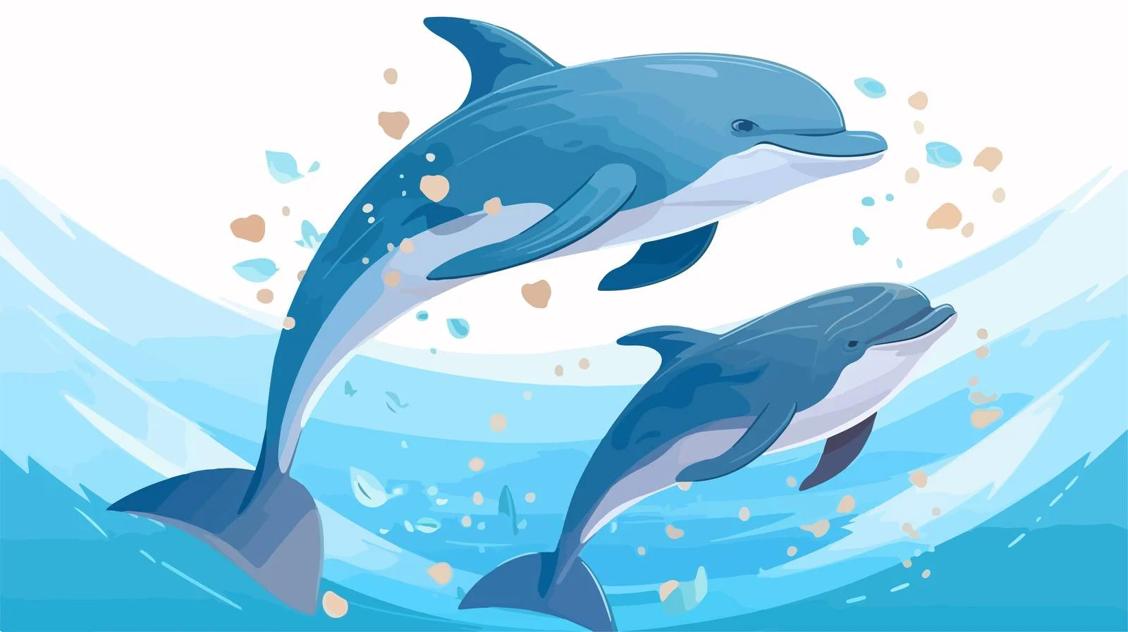 Graceful Dolphins Swimming Amid Underwater Marine Life — free download from Dotvec