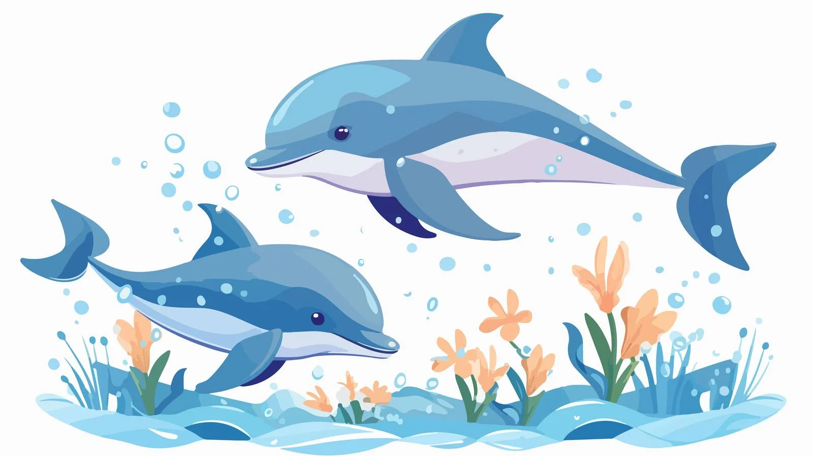 Graceful Dolphins Swimming Among Aquatic Life — free download from Dotvec