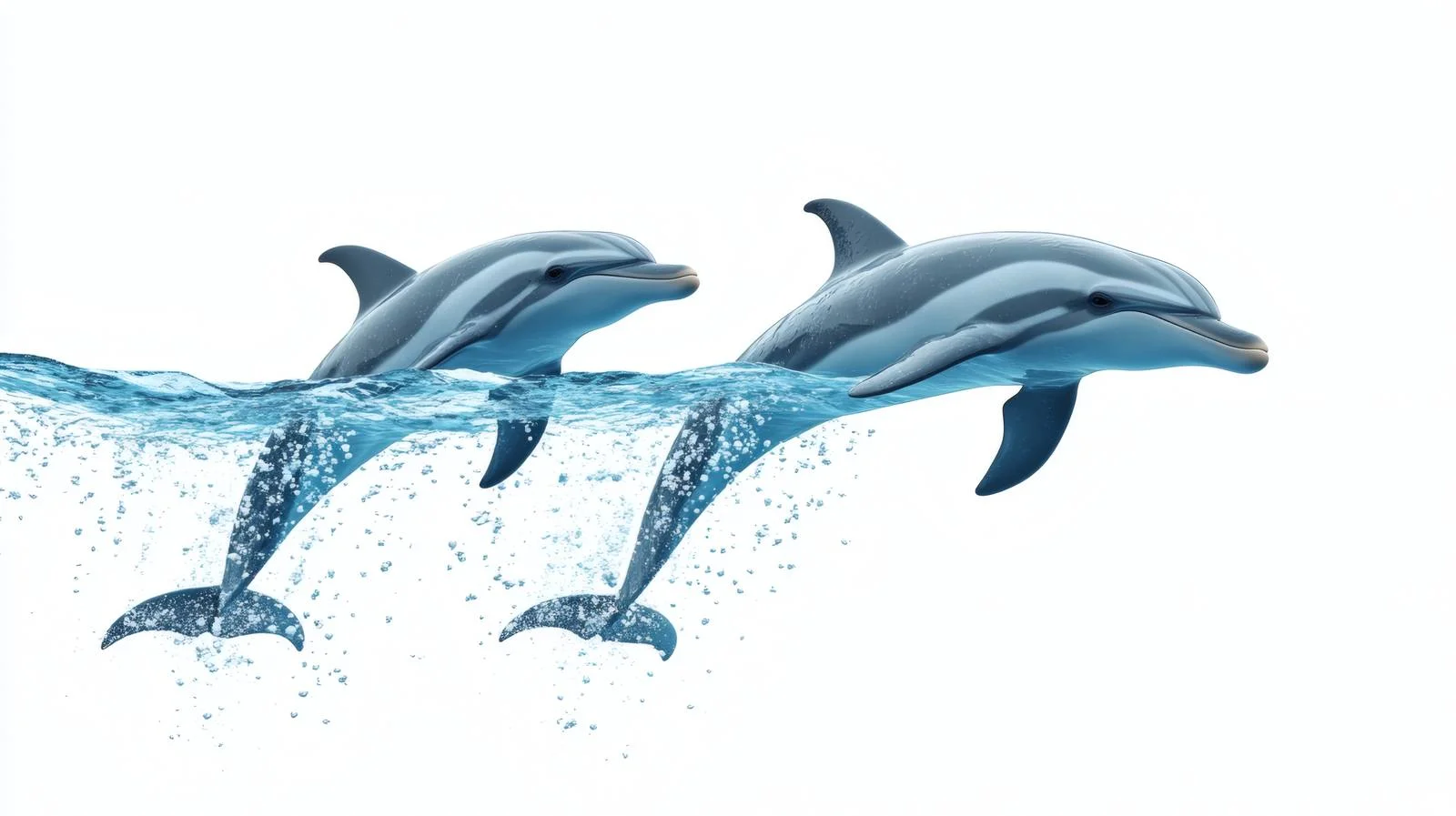 Graceful Dolphins in Ocean on White — free download from Dotvec