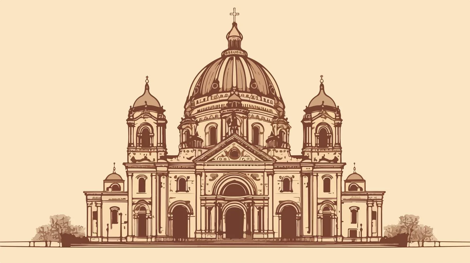 Architectural Cathedral Dome Sketch — free download from Dotvec