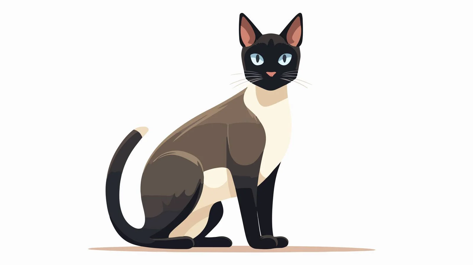 Exotic Siamese Cat Vector Flat Illustration — free download from Dotvec