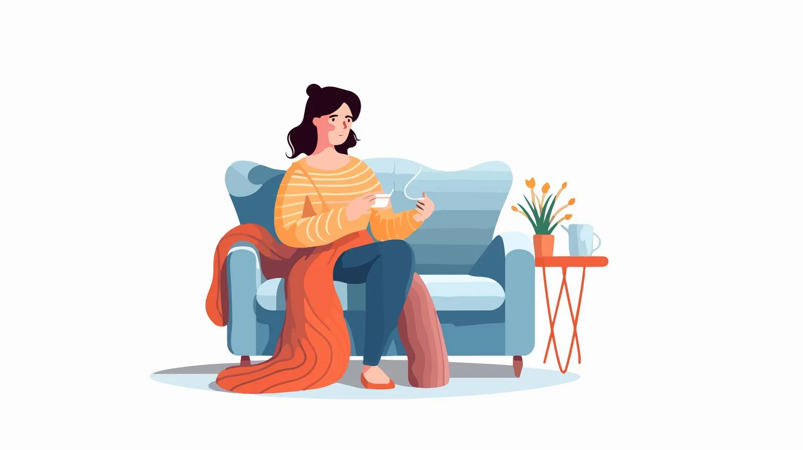 Crafting woman knits with yarn and needles — free download from Dotvec