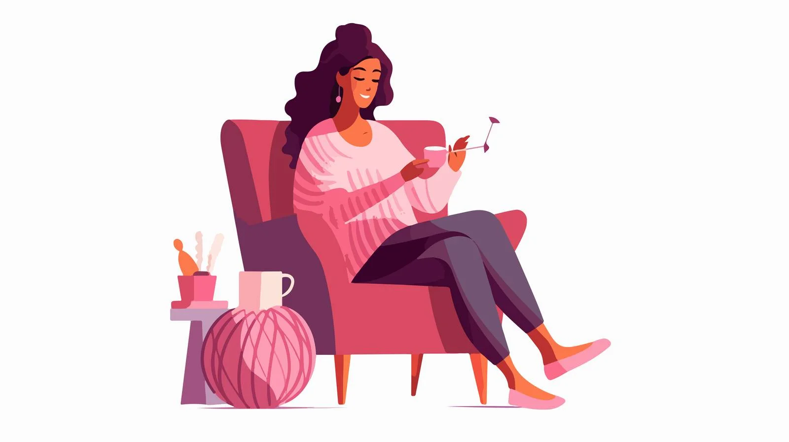 Handicraft Woman Knitting with Yarn — free download from Dotvec