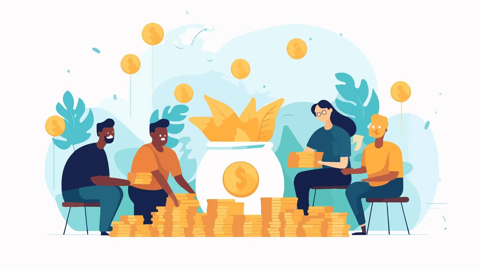 Community Support: Volunteers Giving Donations — free download from Dotvec