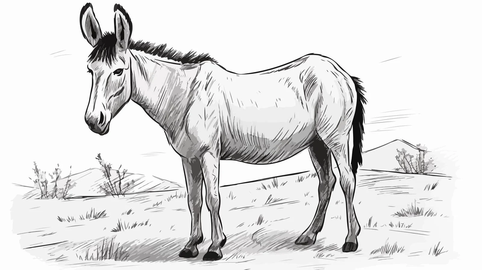 Hand-Drawn Donkey Engraving Sketch — free download from Dotvec