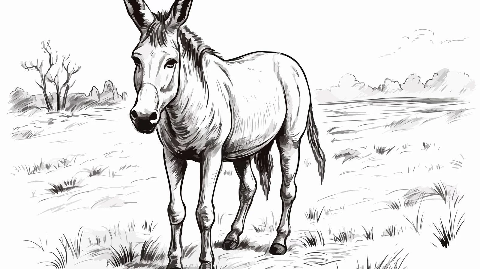 Hand-Drawn Donkey Engraving Sketch — free download from Dotvec