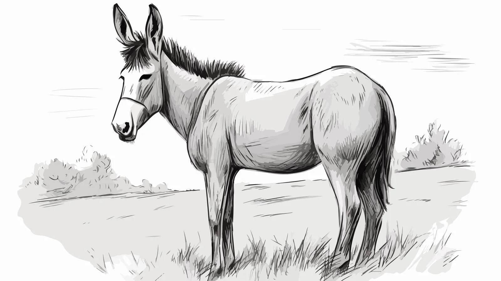 Donkey Sketch Engraving Illustration — free download from Dotvec