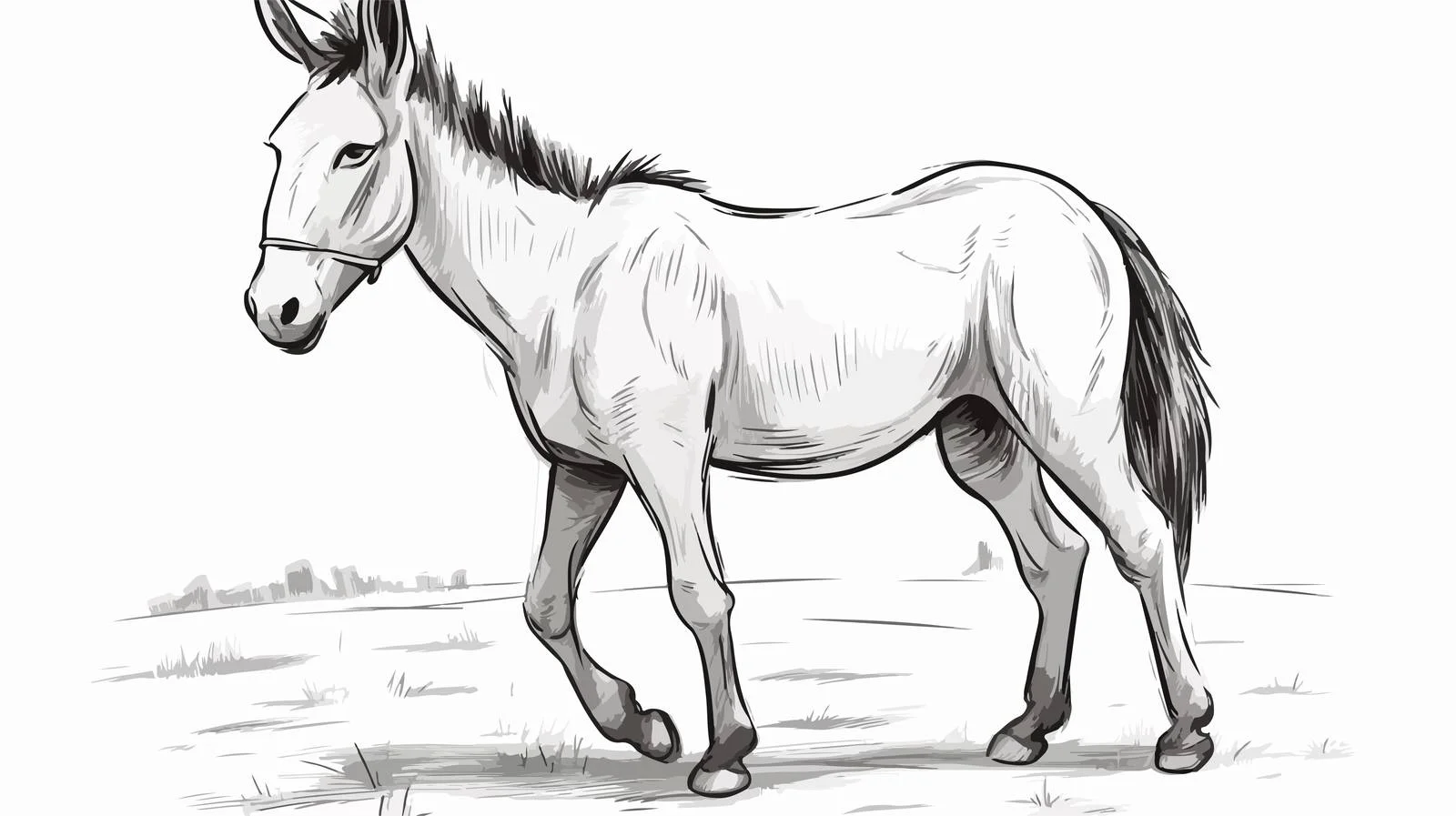 Hand-drawn Donkey Vector Illustration — free download from Dotvec