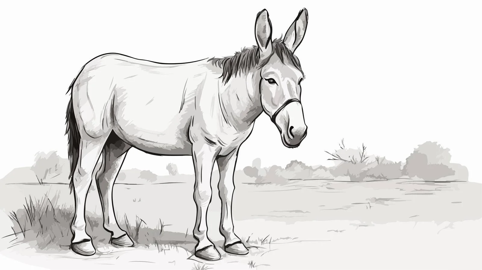 Hand-Drawn Donkey Farm Vector Illustration — free download from Dotvec