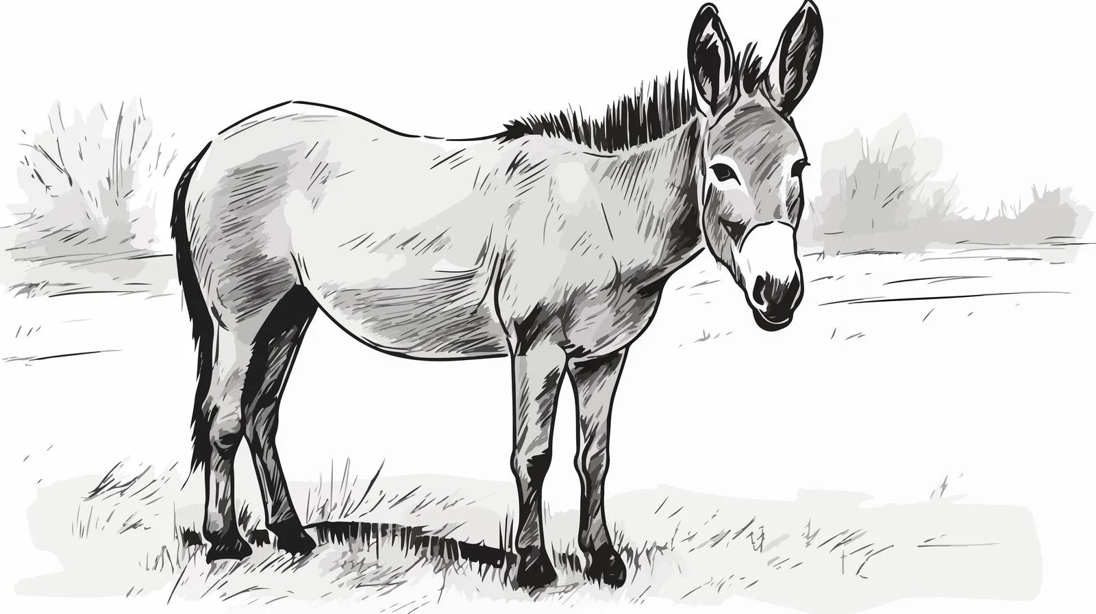 Hand-Drawn Donkey Vector Illustration for Farm — free download from Dotvec