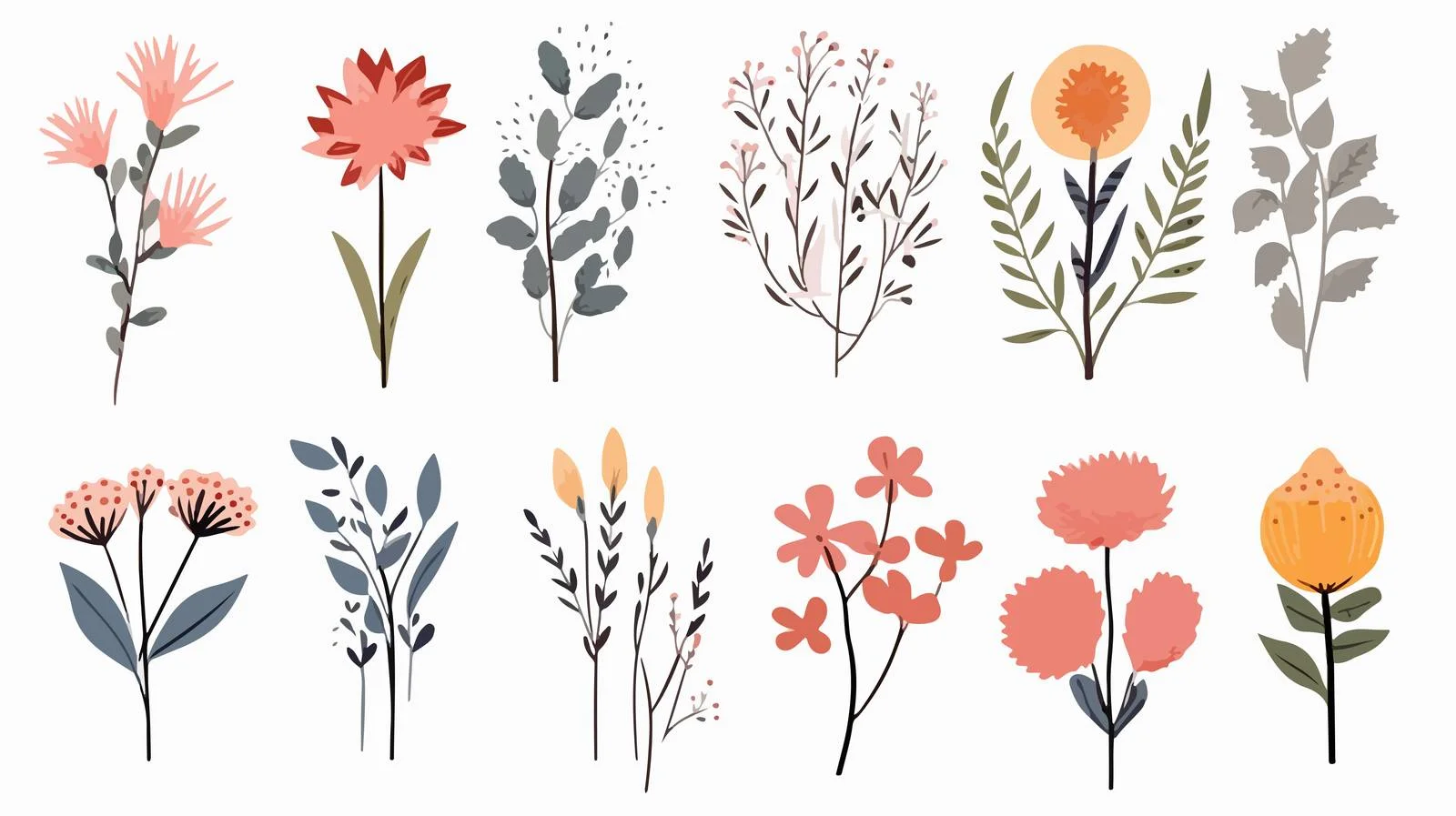 Floral Doodle Bouquets Set — free download from Dotvec
