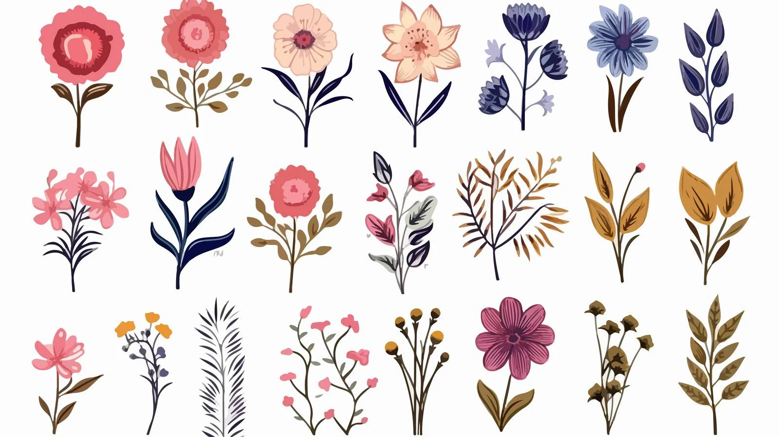 Hand Drawn Floral Bouquets Set — free download from Dotvec