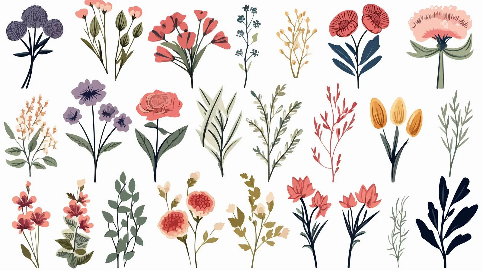 Hand-Drawn Floral Bouquets — free download from Dotvec