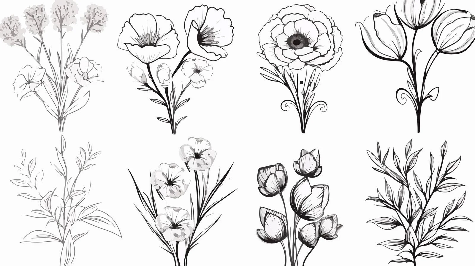 Hand-Drawn Bouquet Sketches Collection — free download from Dotvec