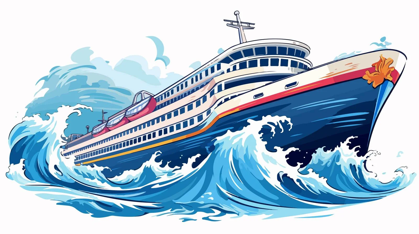 Exquisite Luxury Cruise Ship Drawing at Sea — free download from Dotvec