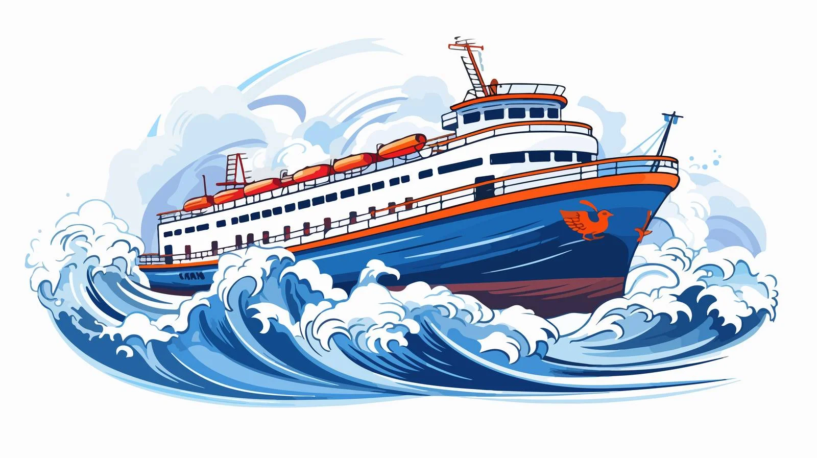 Vintage-style sketch of tourist cruise ship — free download from Dotvec