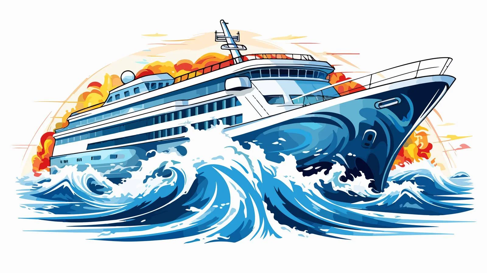 Illustrated passenger ship for marine tours — free download from Dotvec