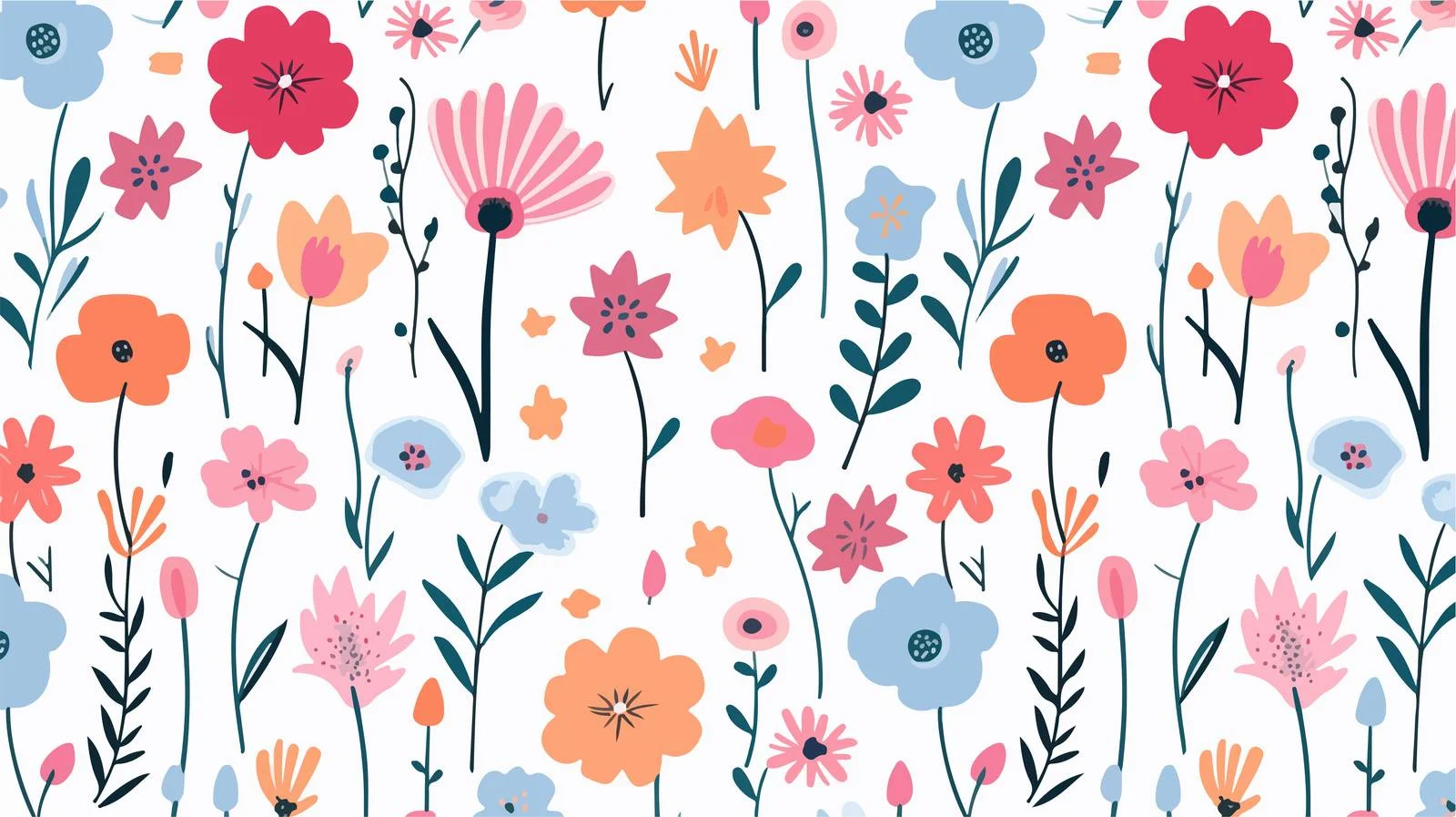 Floral Doodle Pattern: Seamless Botanical Design — free download from Dotvec