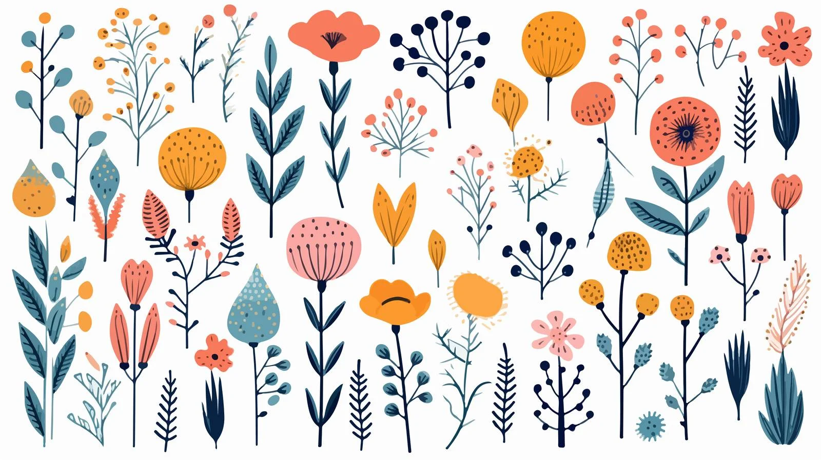 Elegant Floral Doodle Set in Abstract Form — free download from Dotvec