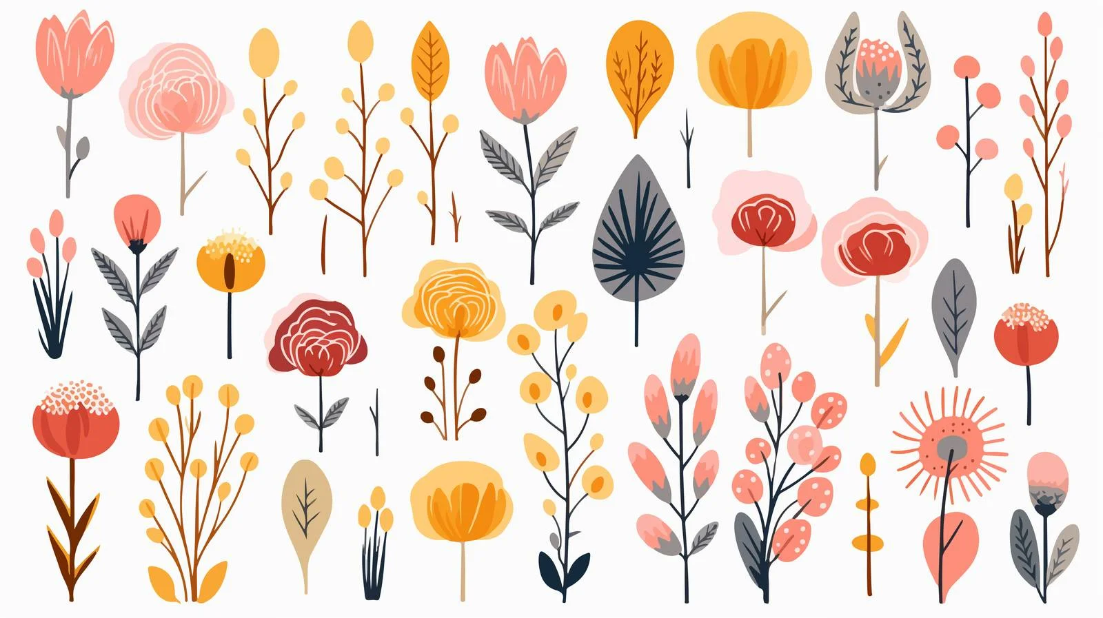 Abstract Floral Elements Collection — free download from Dotvec