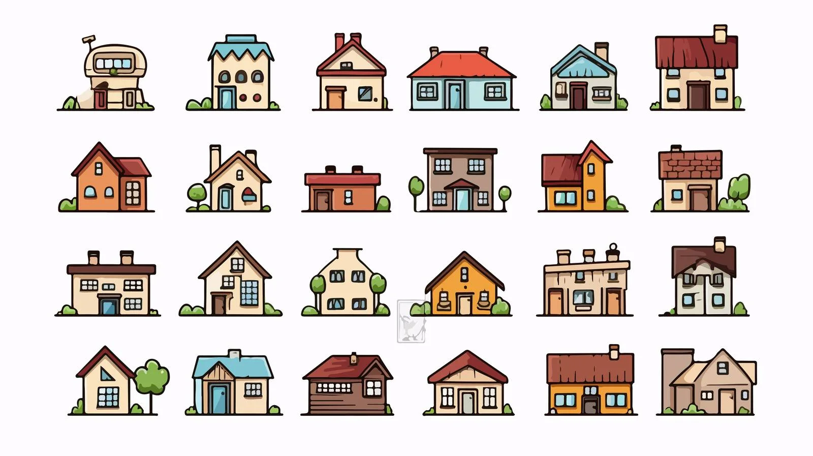 House Set Cartoon Doodle Vector — free download from Dotvec