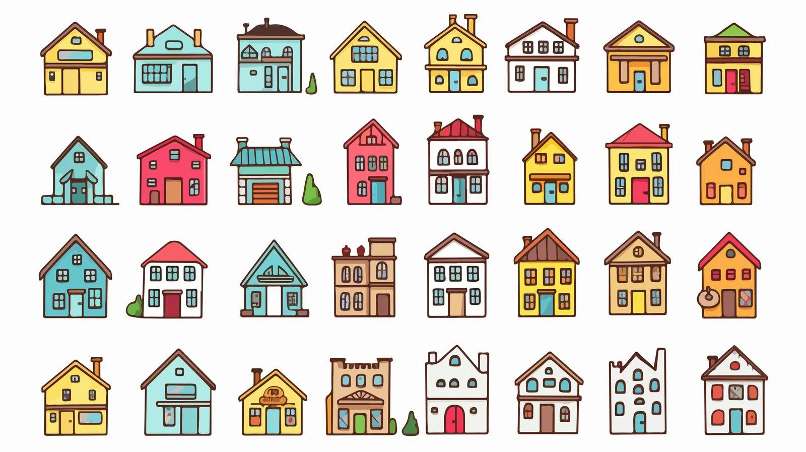 House Doodle Set Vector Cartoon Style — free download from Dotvec