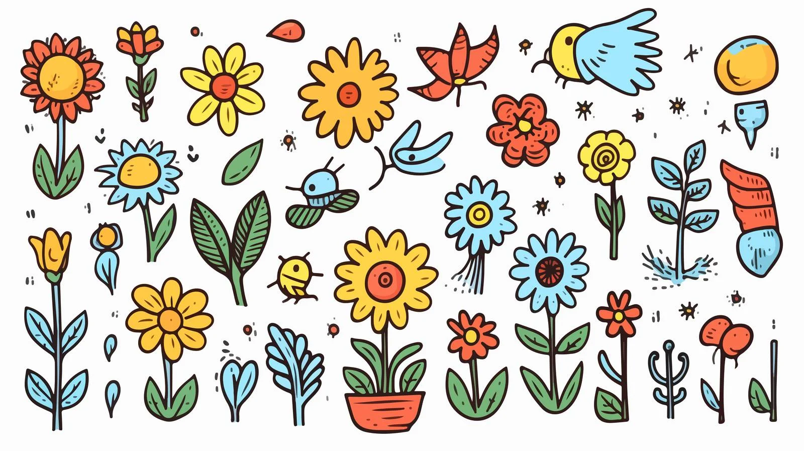 Spring Set Collection Vector Illustration — free download from Dotvec