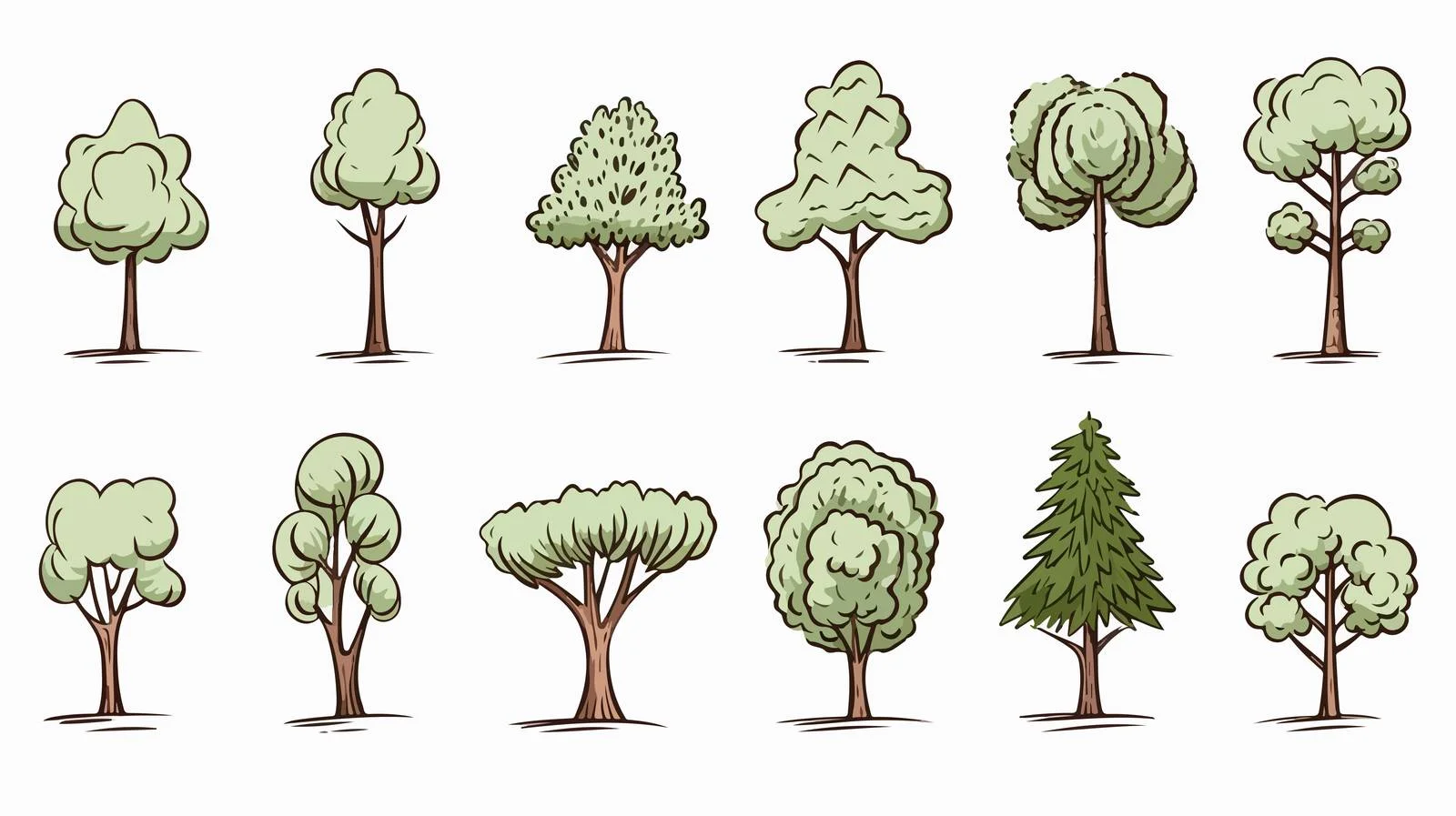 Hand-drawn Tree Doodle Set — free download from Dotvec