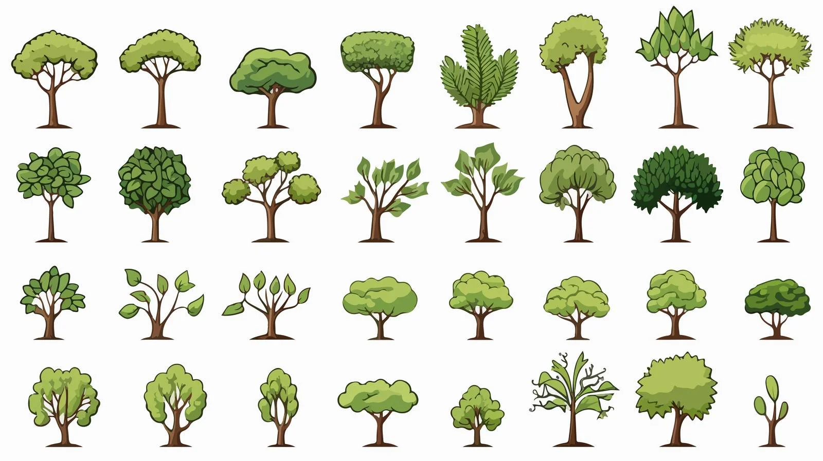 Hand-drawn Tree Set Vector Illustration — free download from Dotvec