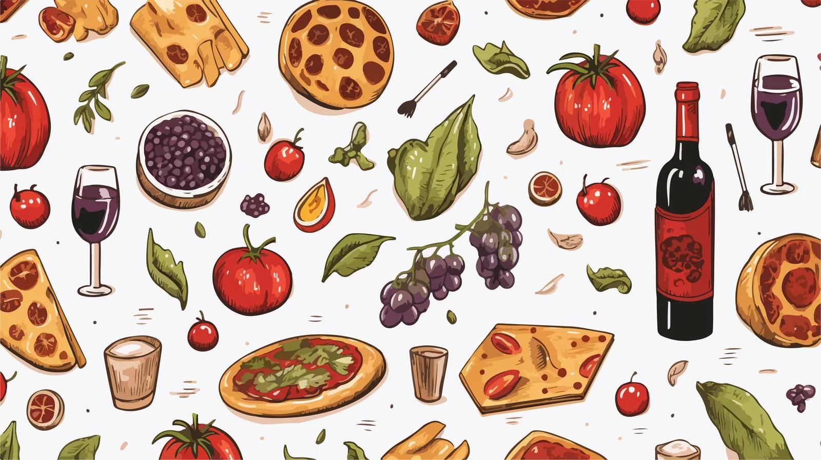 Italian Food Doodle Seamless Pattern — free download from Dotvec