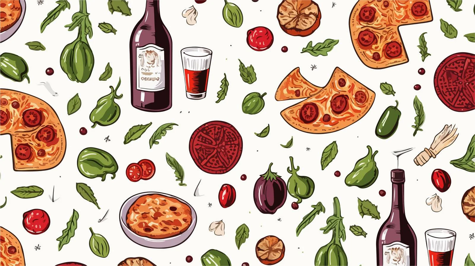Italian Food Doodle Seamless Pattern — free download from Dotvec