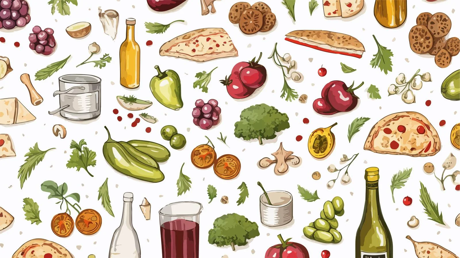Italian Food Doodle Seamless Pattern — free download from Dotvec