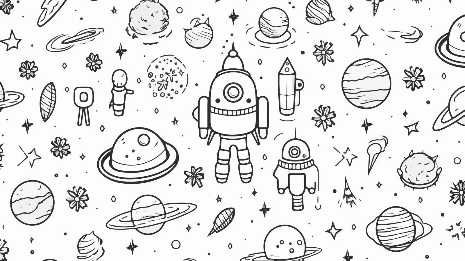 Space Doodle Seamless Pattern Design — free download from Dotvec