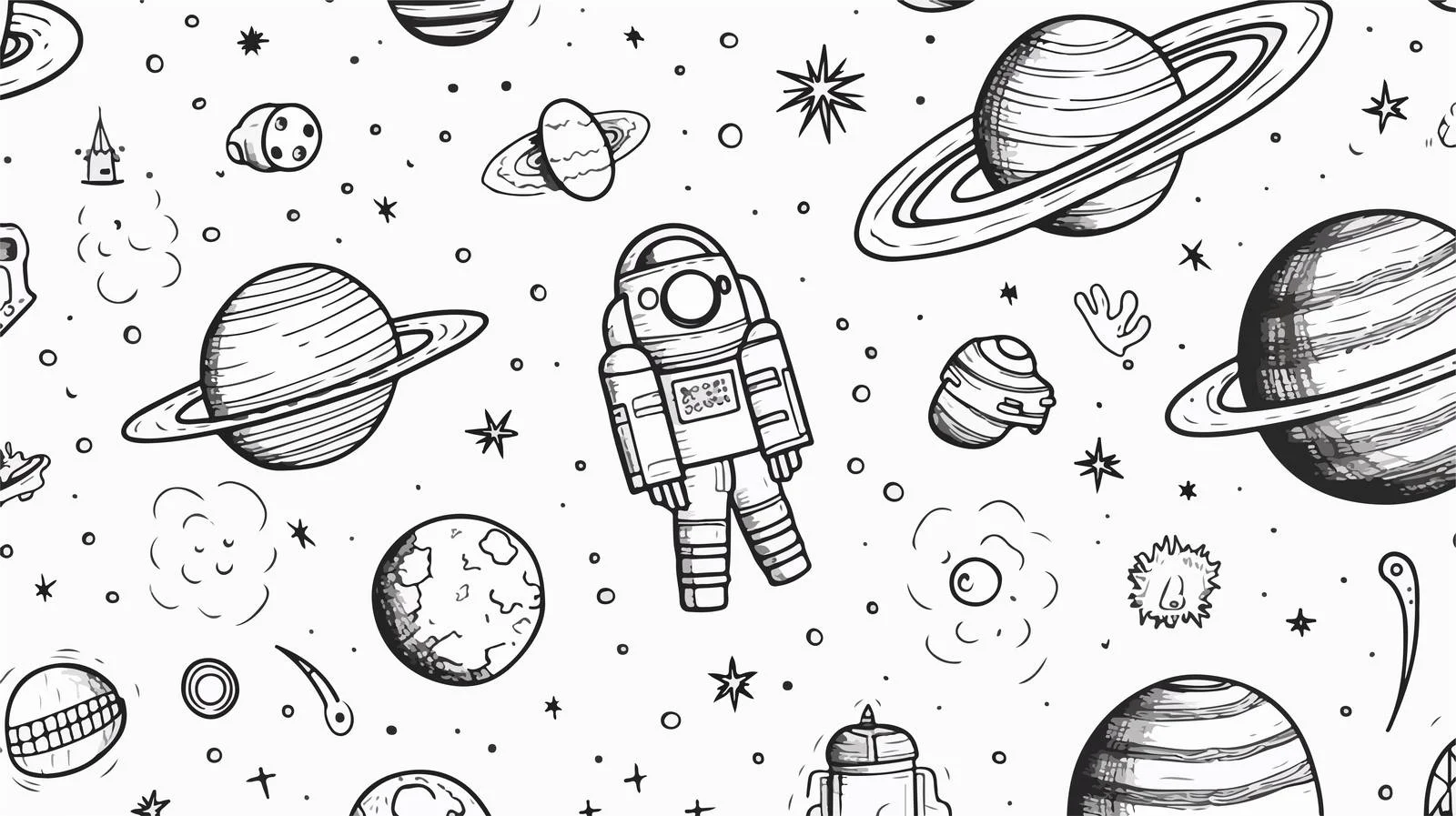 Space Doodle Seamless Pattern — free download from Dotvec