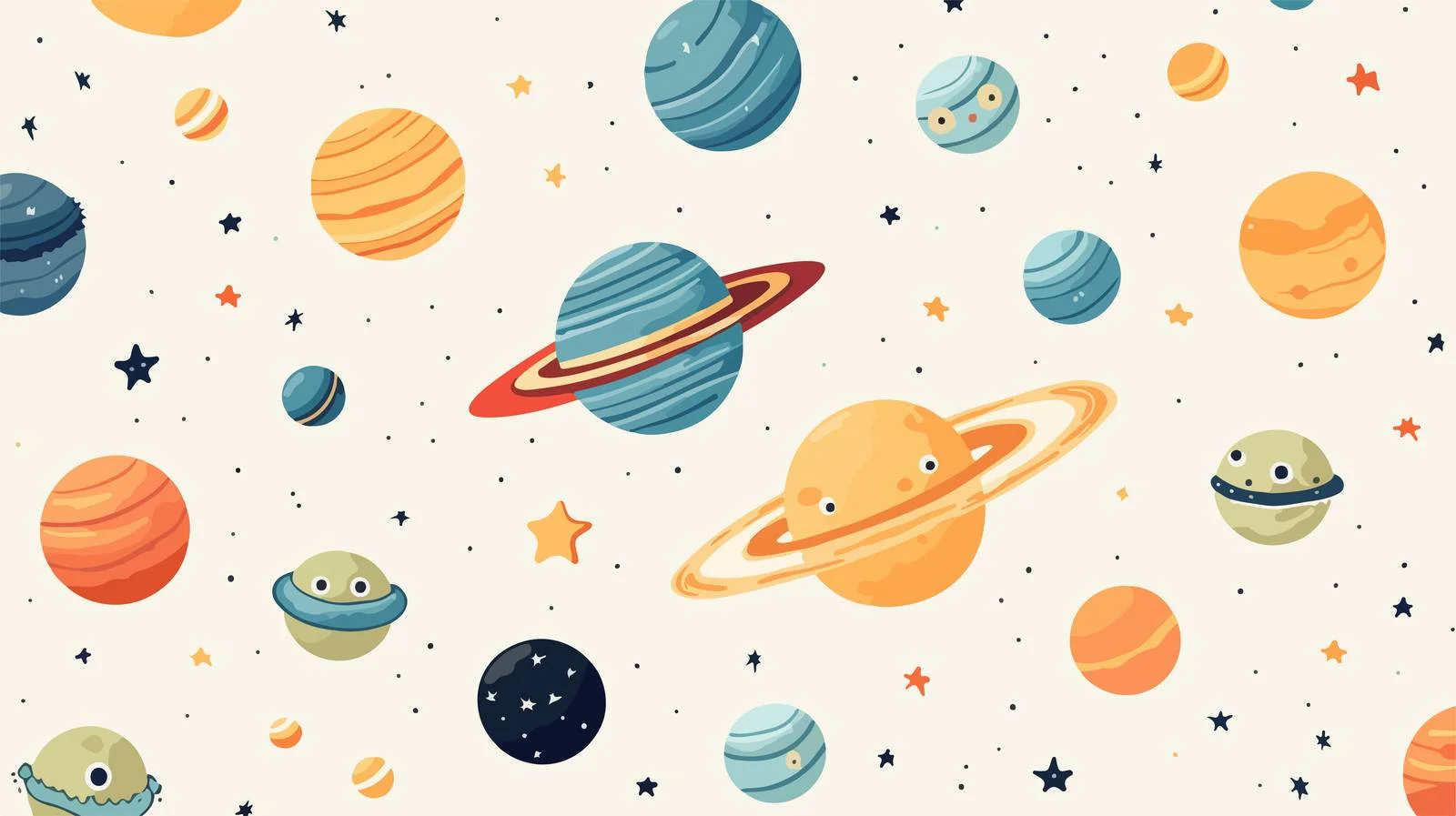 Space Planets Seamless Doodle Pattern — free download from Dotvec